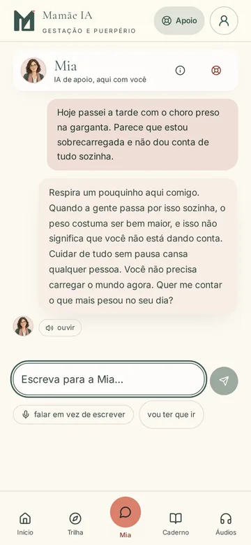 Tela real da conversa com a Mia